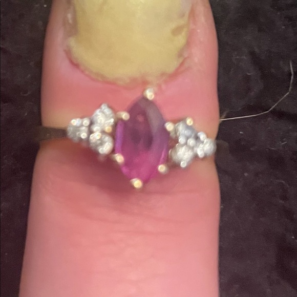 Marquis Ruby Flanked by diamonds ring - Picture 2 of 15